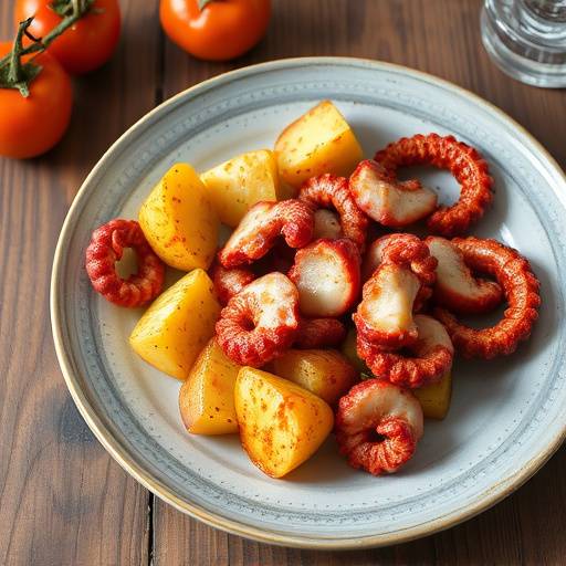 Plato de pulpo a la gallega con patatas y piment&radic;&ge;n dulce